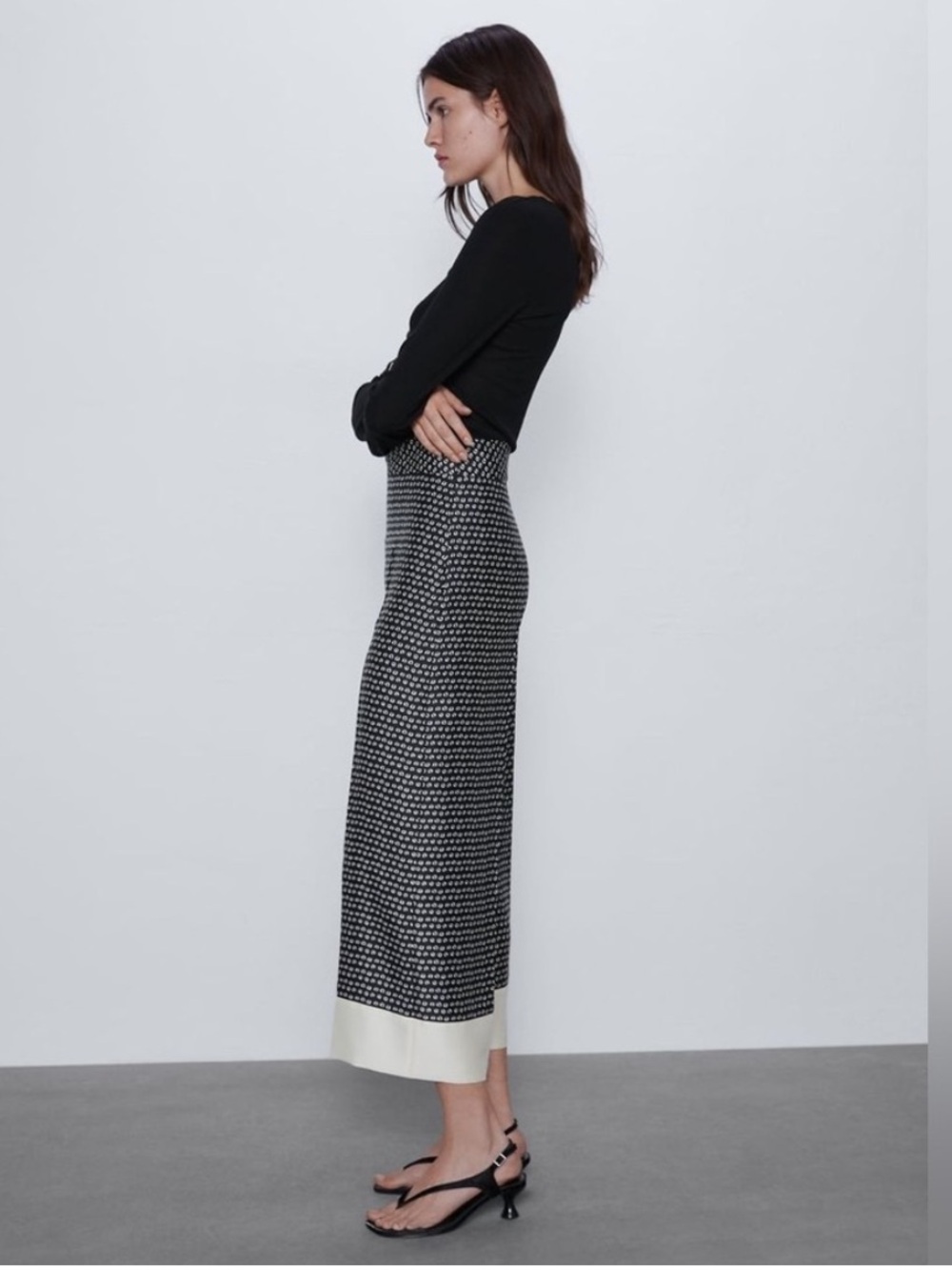 Zara Classic Culotte Satin Print & Colour Block Pant NWOT - Large